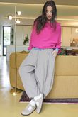 Conrad Batwing Ruffle Cuff Knit Hot Pink